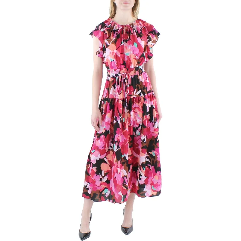 Classic Women's Clothing Styles Maggy London Womens Floral Ruffled Midi Dress