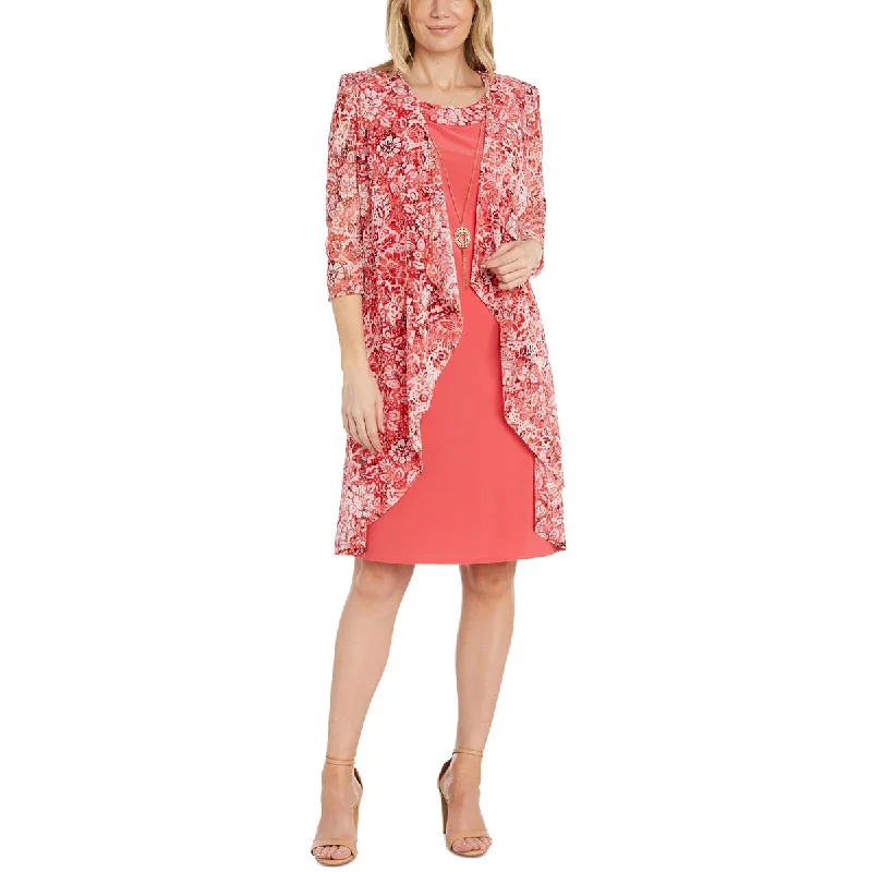 Women's Timeless Attire R&M Richards Womens Floral Print Knee-Length Two Piece Dress