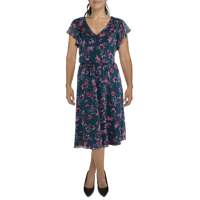 Early Bird Offer MSK Womens Plus Floral Smocked Midi Dress