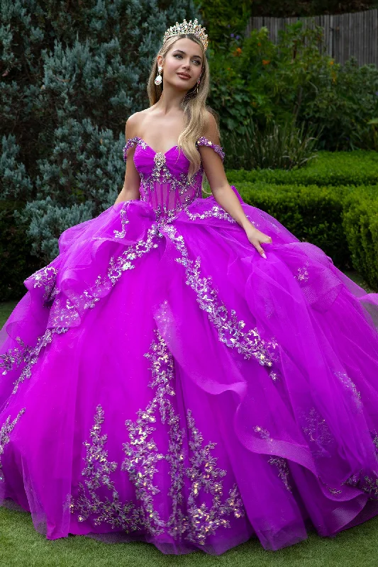 Women's Tailored Outfit Long Ruffle Ball Gown Quinceanera Dress