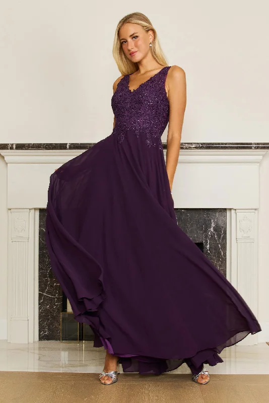 Early Bird Offer Long Formal Dress Plus Size Evening Gown Plum