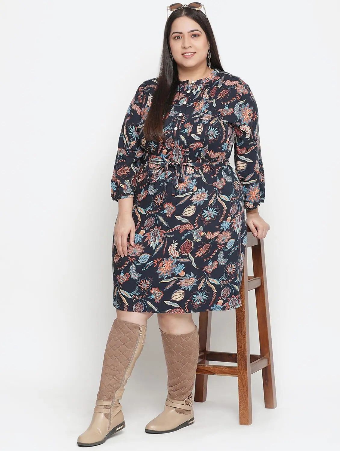 Trendy Casual Outfits Flex Of Colors Floral Print Plus Size Women Dress