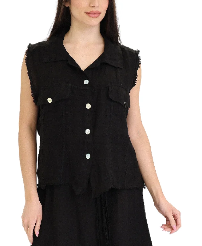 Women's Elegant Apparel Linen Vest w/ Frayed Edges