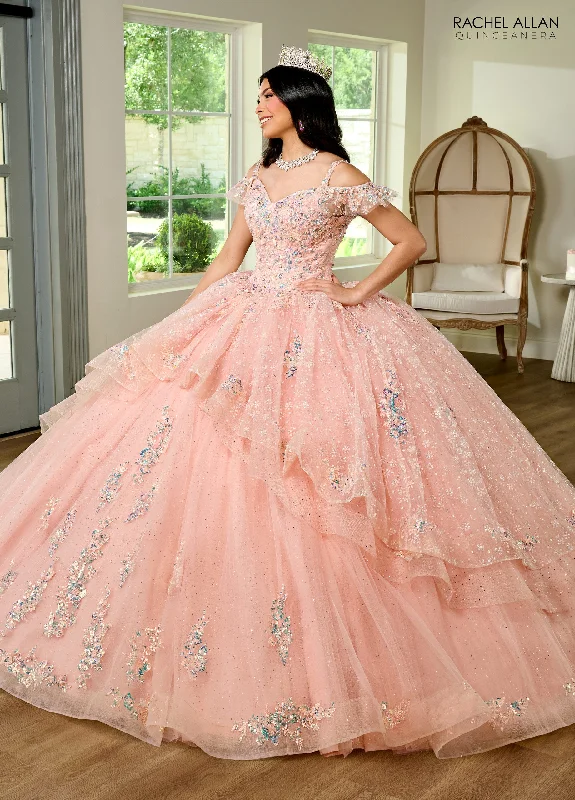 Women's Online Clothing Boutique Rachel Allan RQ1136 Quinceanera Ruffle Long Ball Gown