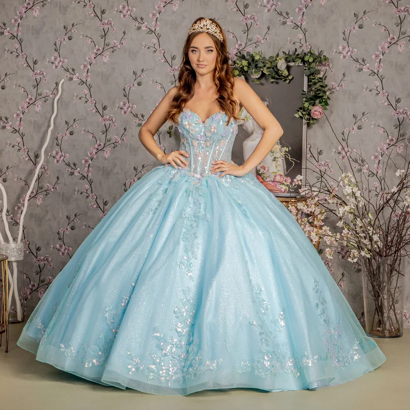 Chic Women's Clothing for Date Nights Long 3D Flower Quinceanera Ball Gown