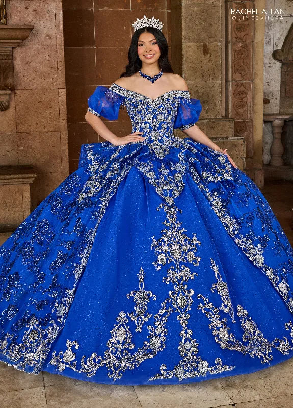 Women Wear Boutique Rachel Allan RQ3128 Long Quinceanera Beaded Detachable Sleeve Ball Gown