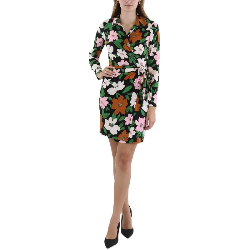 Comfortable Outfit For Women Donna Morgan Womens Floral Print Collared Wrap Dress