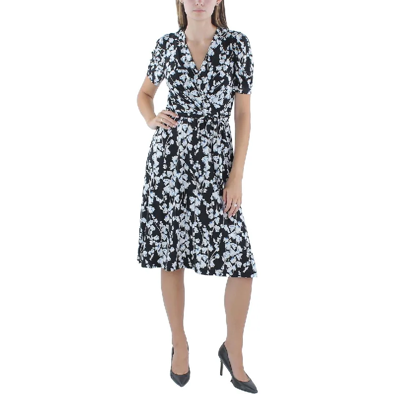 Women Online Clothing Boutiques Tommy Hilfiger Womens Cap Sleeves Floral Midi Dress