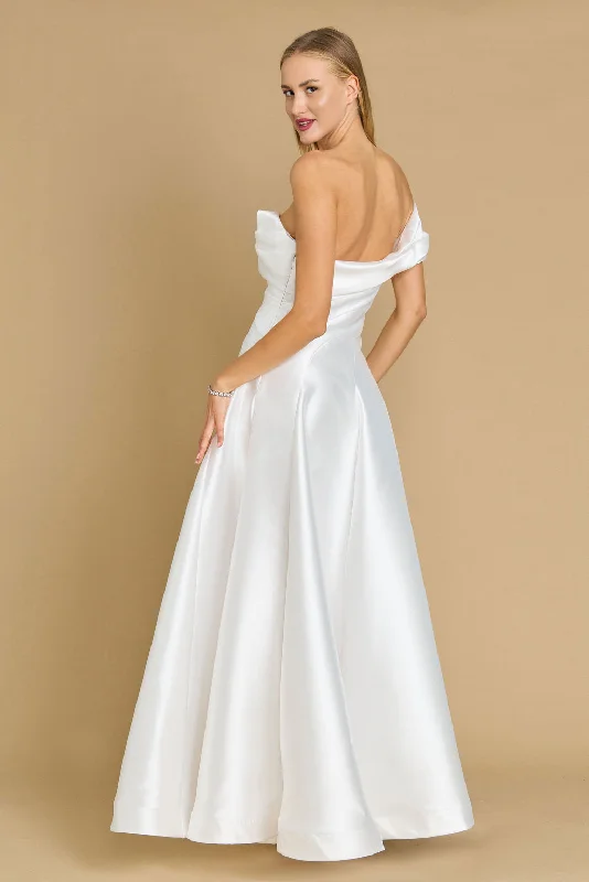 Woman Clothing One Shoulder Long Formal Ball Gown Evening Dress Off White