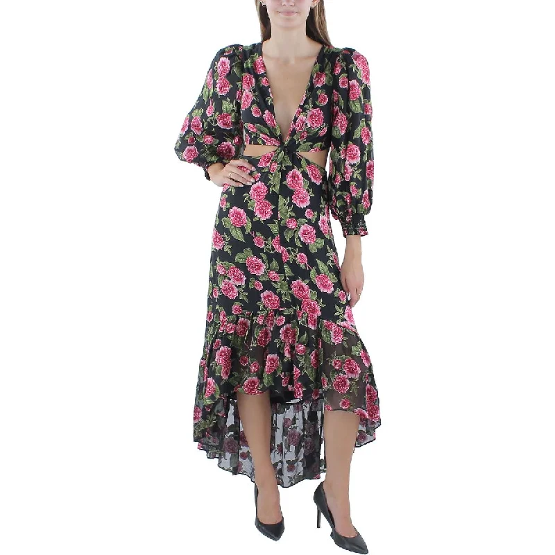 Online Boutiques Alice and Olivia Womens Twist Front Floral Print Maxi Dress