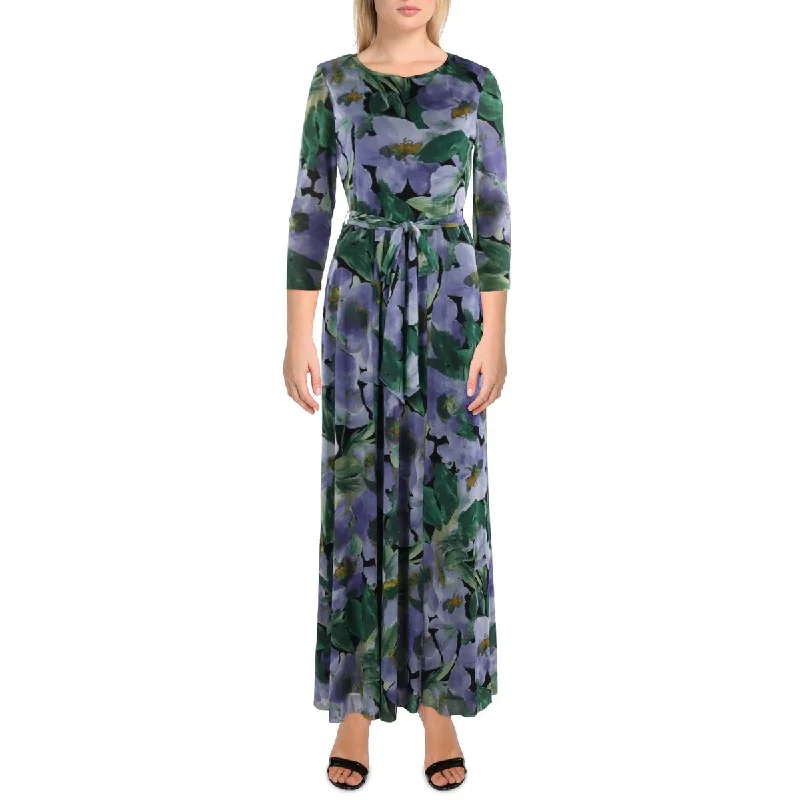 Modern Women's Attire Anne Klein Womens Floral Print Long Maxi Dress