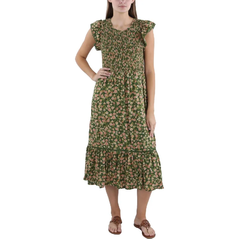 Women's Trendy Casual Outfit Lost + Wander Womens Floral Print Mid Calf Midi Dress