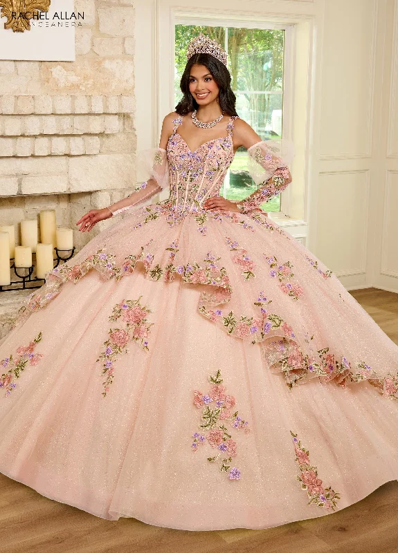 Women Online Clothing Boutiques Rachel Allan RQ2182 Quinceanera Detachable Sleeve Long Ball Gown