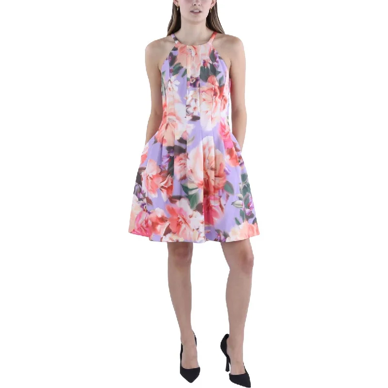 High-Quality Women's Fashion Dresses Vince Camuto Womens Petites Floral Print Mini Fit & Flare Dress