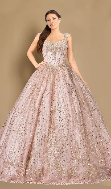 Women's Athletic Outfit Long Quinceanera Dress Ball Gown RoseGold