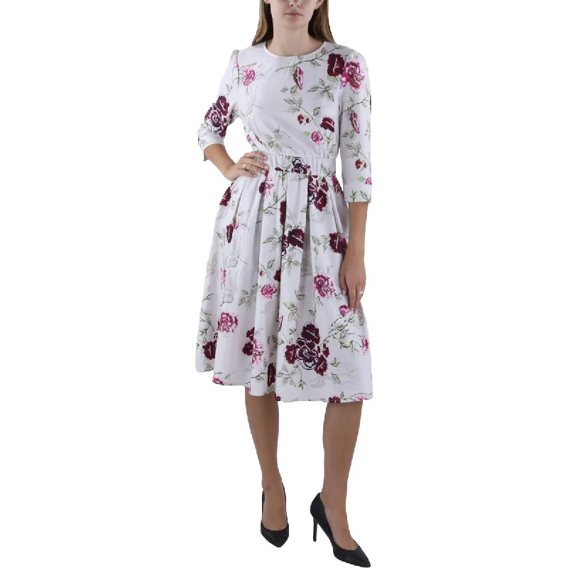 Women Clothing Vince Womens Floral Pleated Midi Dress