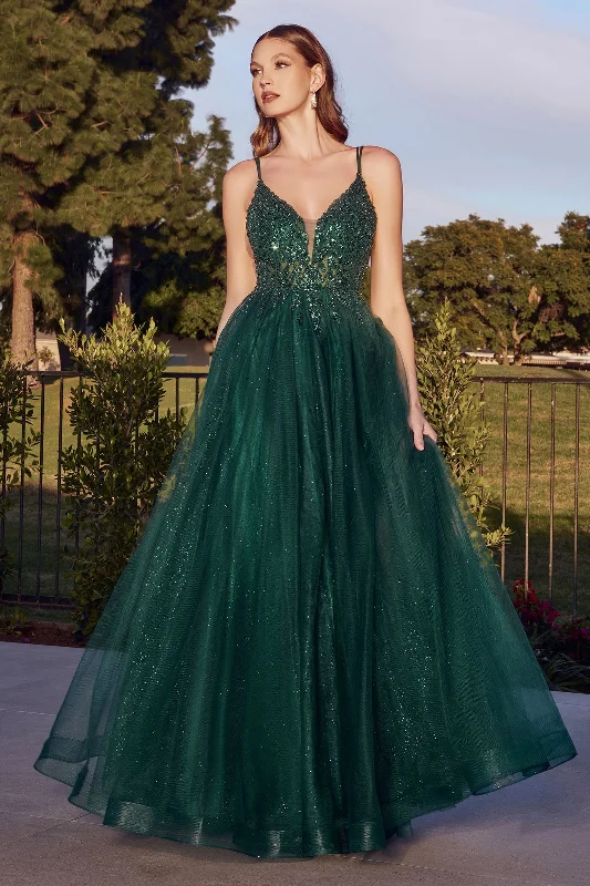 Women's Vacation Outfit Cinderella Divine CD0154 Long Formal Ball Gown Prom Dress Emerald