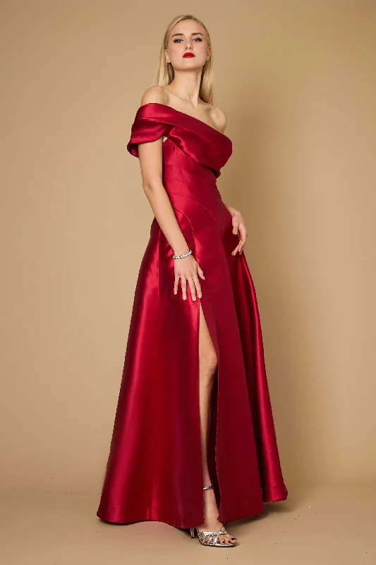 Women's Clothes One Shoulder Long Formal Ball Gown Evening Dress Burgundy