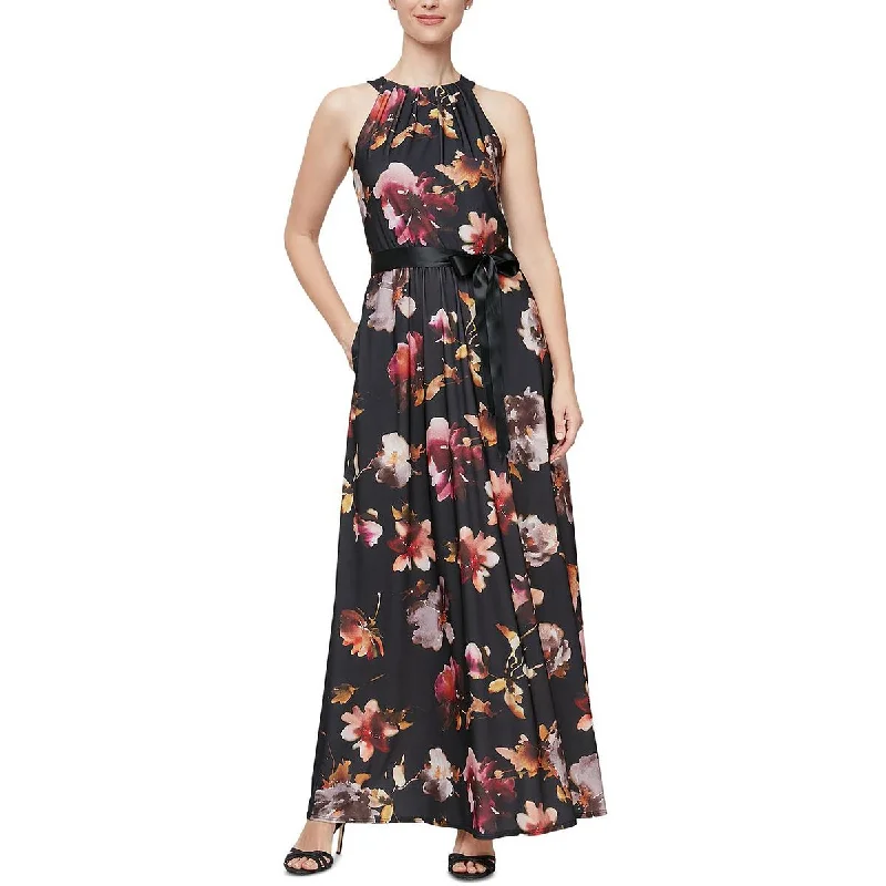 Women's Evening Wear SLNY Womens Maxi Floral Halter Dress