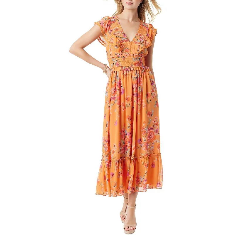 Women's Vintage Attire Jessica Simpson Womens   Floral Print Long Maxi Dress