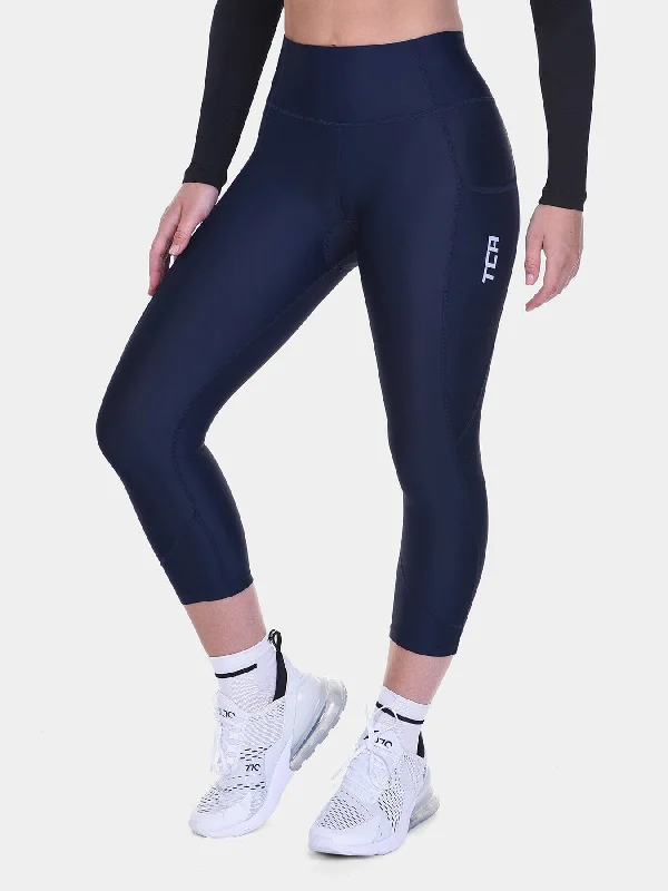 Timeless Women's Clothes Padded Capri Cycling Leggings For Women With Reflective Strips & Side Pocket