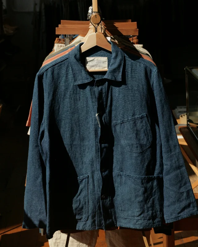 Stylish Everyday Clothing Organic Indigo Hand-Dyed Hemp Work Jacket