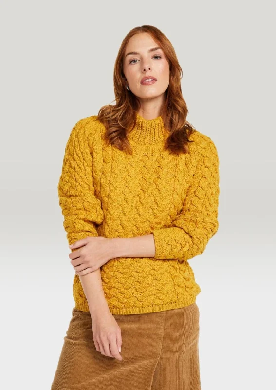 Casual Fashion for Women Aran Crew Neck Sweater | Sunflower