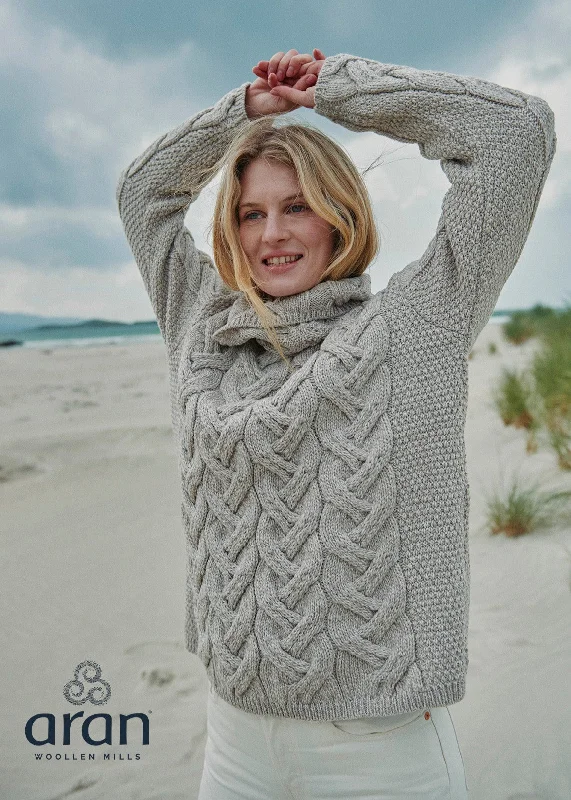 Boutique Dress Online Aran Cowl Neck Chunky Sweater | Oatmeal