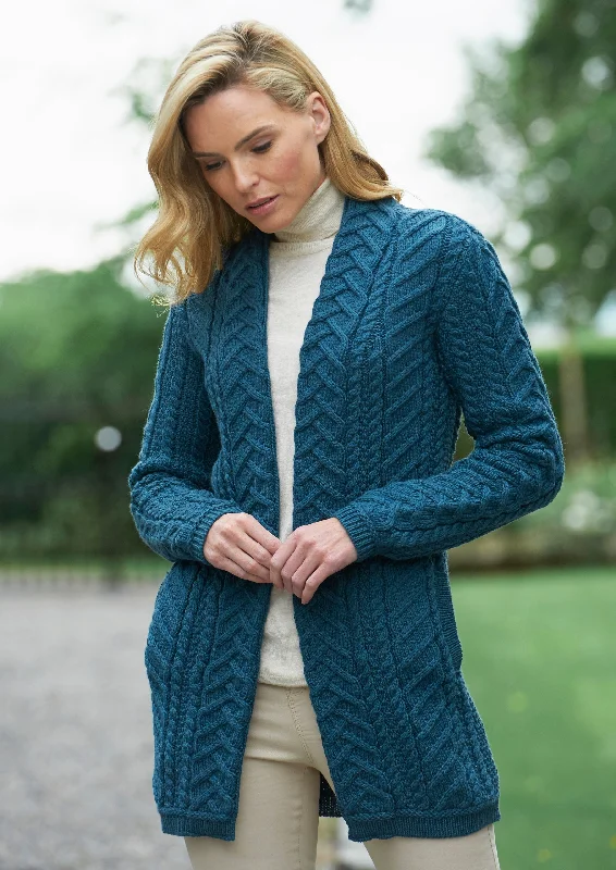 Women's Work Outfit Aran Crafts Bandon Coat | Teal