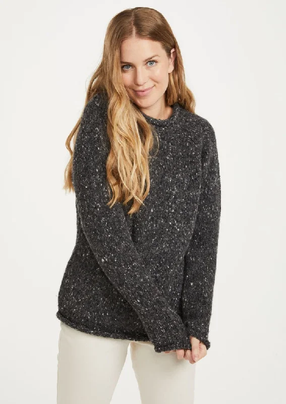 Women's Clothing For Everyday Wear Ladies Donegal Roll Neck Sweater | Charcoal