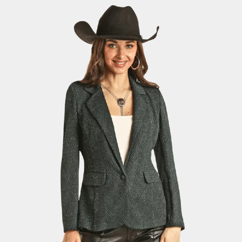 Women's Clothing Rock & Roll Denim Green Shimmer Blazer.