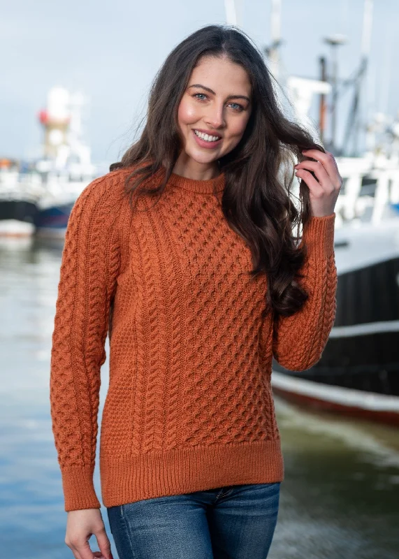 Women Fashion Ladies Slim-Fit Aran Sweater | Terracotta