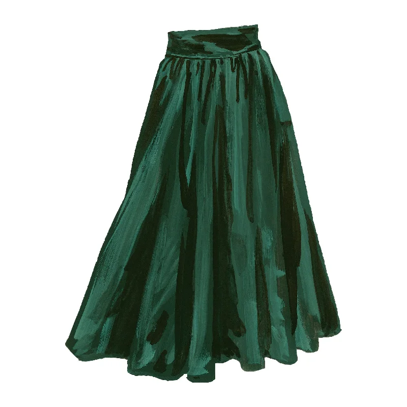 Women's Comfortable Clothes For Weekends Silk Taffeta Party Skirt