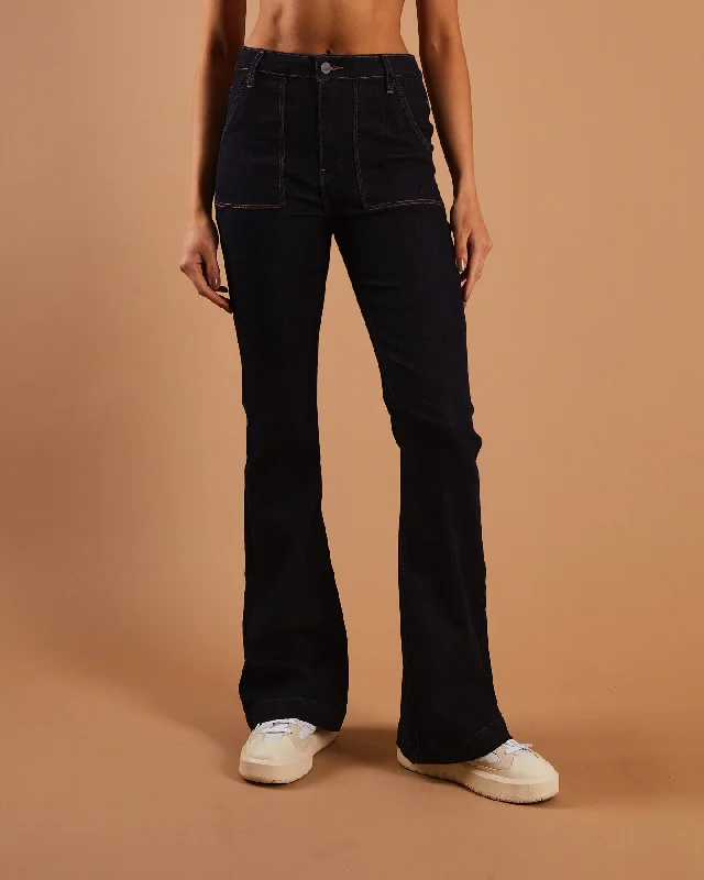 Comfortable Casual Women's Clothing Drew Flare Indigo Raw