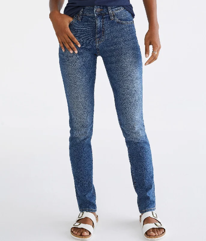 High Street Women's Fashion for Trendy Shoppers Aeropostale Women's Premium Seriously Stretchy Mid-Rise Skinny Jean