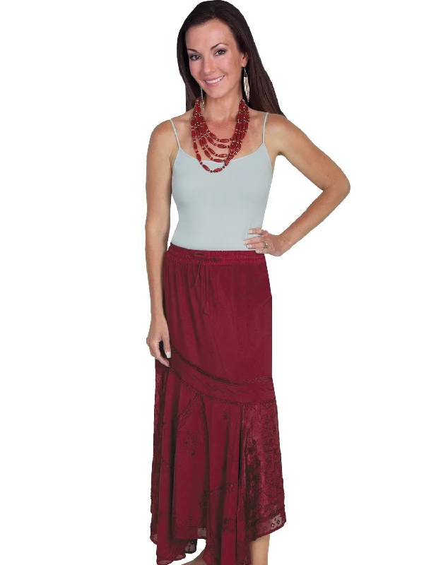 Clearance Sale Online Scully Honey Creek Womens Burgundy 100% Rayon Multi-Fabric Skirt