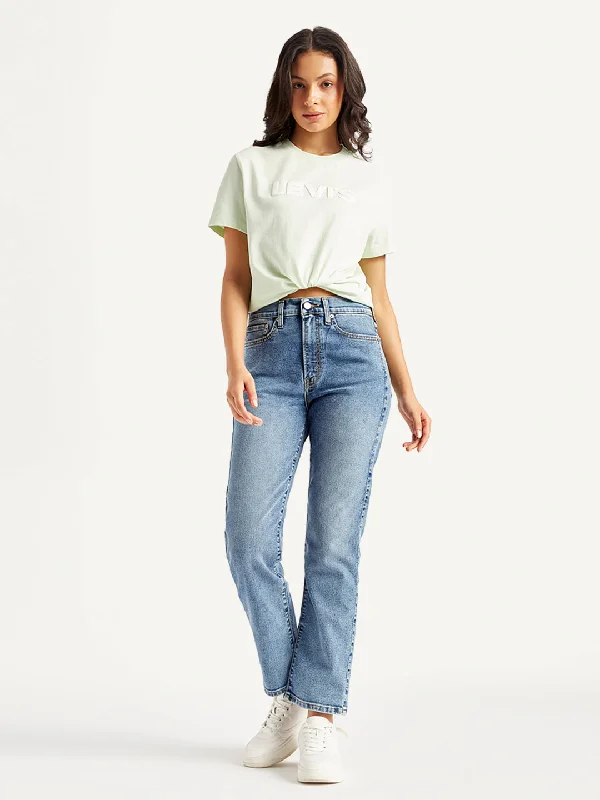 Trendy Boutiques Online Women's High Rise Wedgie Straight Fit Blue Jeans