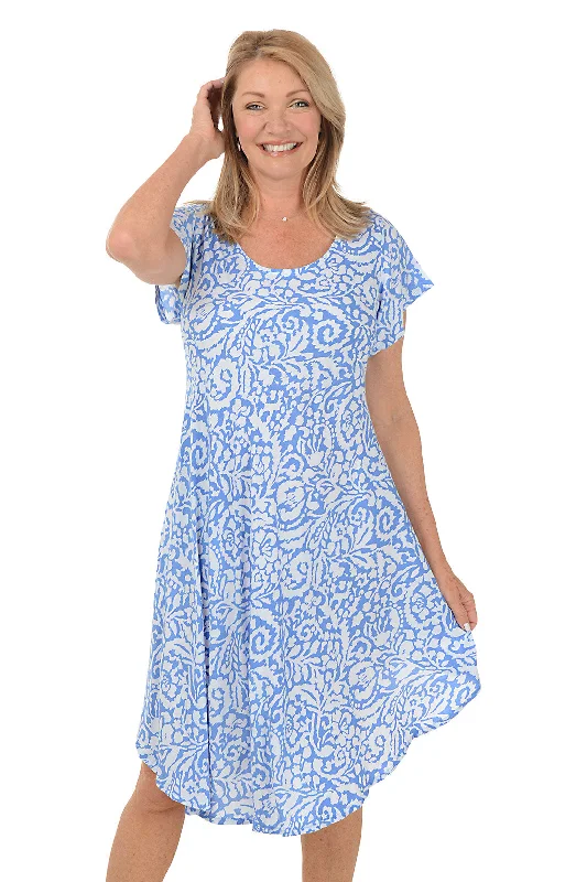 Women's Formal Wear Damask Sherry Short Sleeve Cover-Up Dress