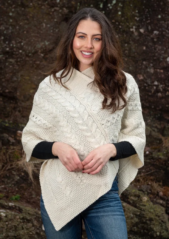 Casual Women's Clothing Online Wool Aran Irish Poncho | Natural