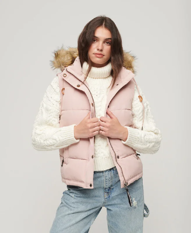 Relaxed Fit Women's Fashion Everest Faux Fur Puffer Gilet | Pink Blush