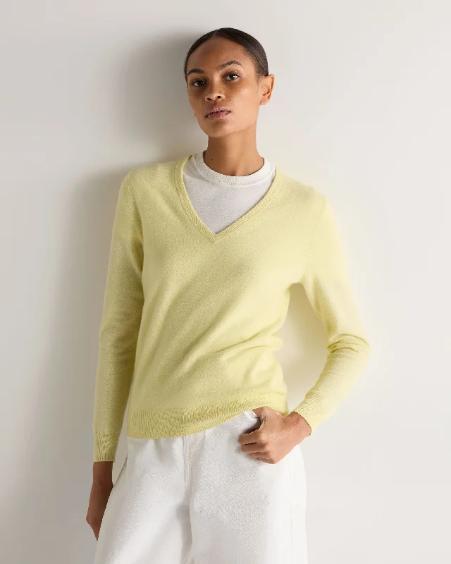 Women's High-Fashion Apparel Women's Phoebe V Neck Cashmere Sweater Granita Yellow