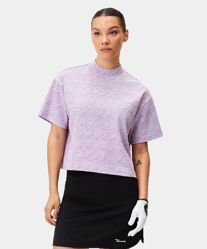 Sustainable Women's Apparel Ivy Heather Melange Crop Mock Tee