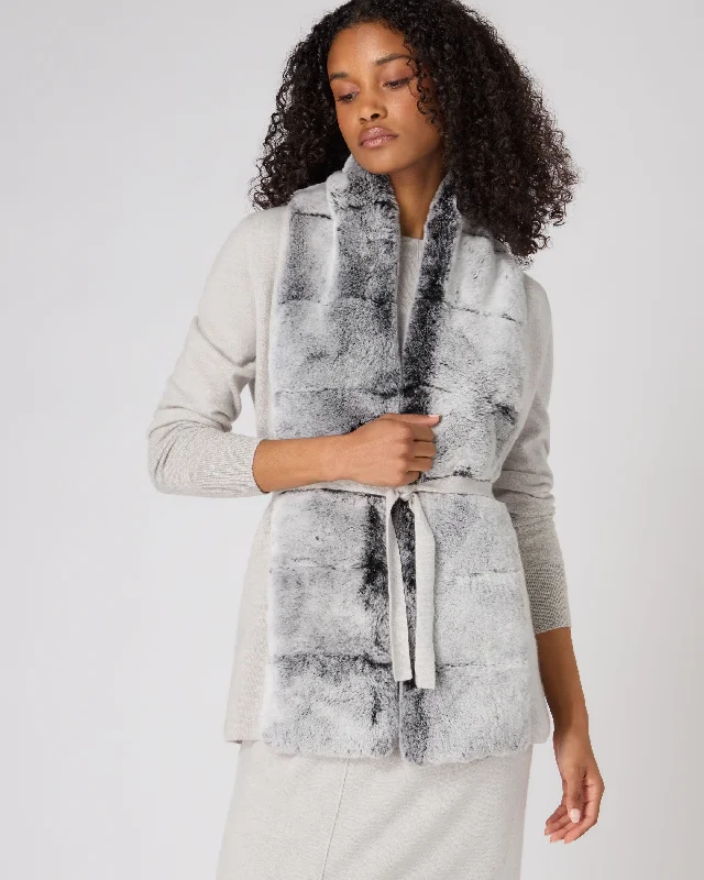 Fashionable Women's Wardrobe Women's Lola Fur Placket Cashmere Gilet Pebble Grey