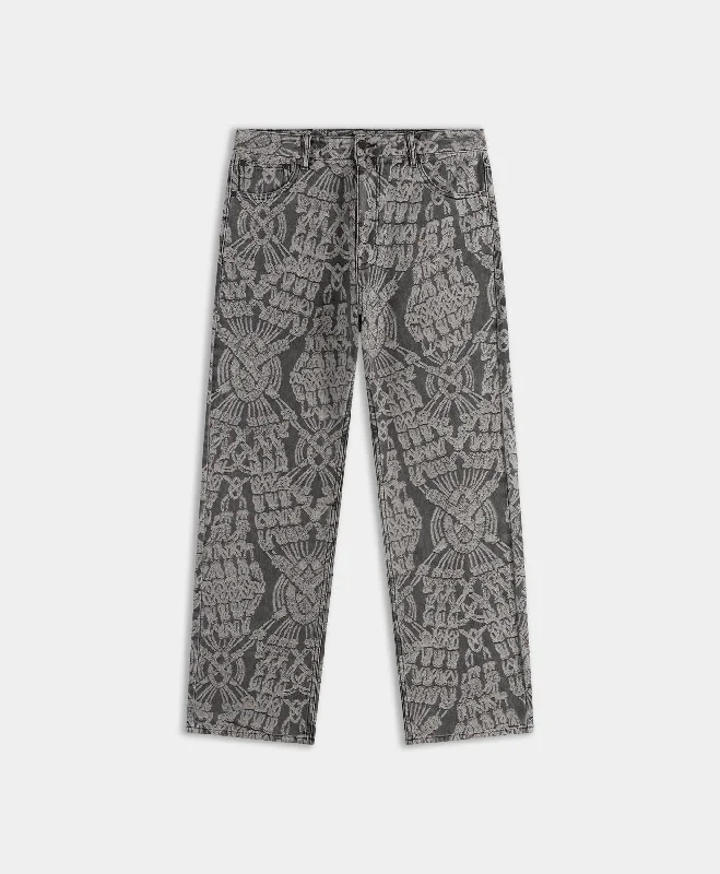 Clothes Woman Grey Macrame Amba Jeans