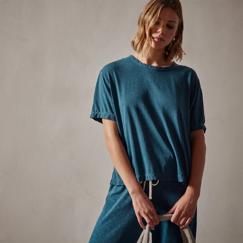 Women's Clothing For Outdoor Events Oversized Boxy Tee - Teal Pigment