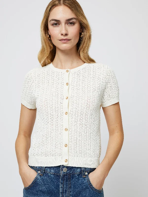 Women's Tops And Clothing Cotton Blend Pointelle Cardigan