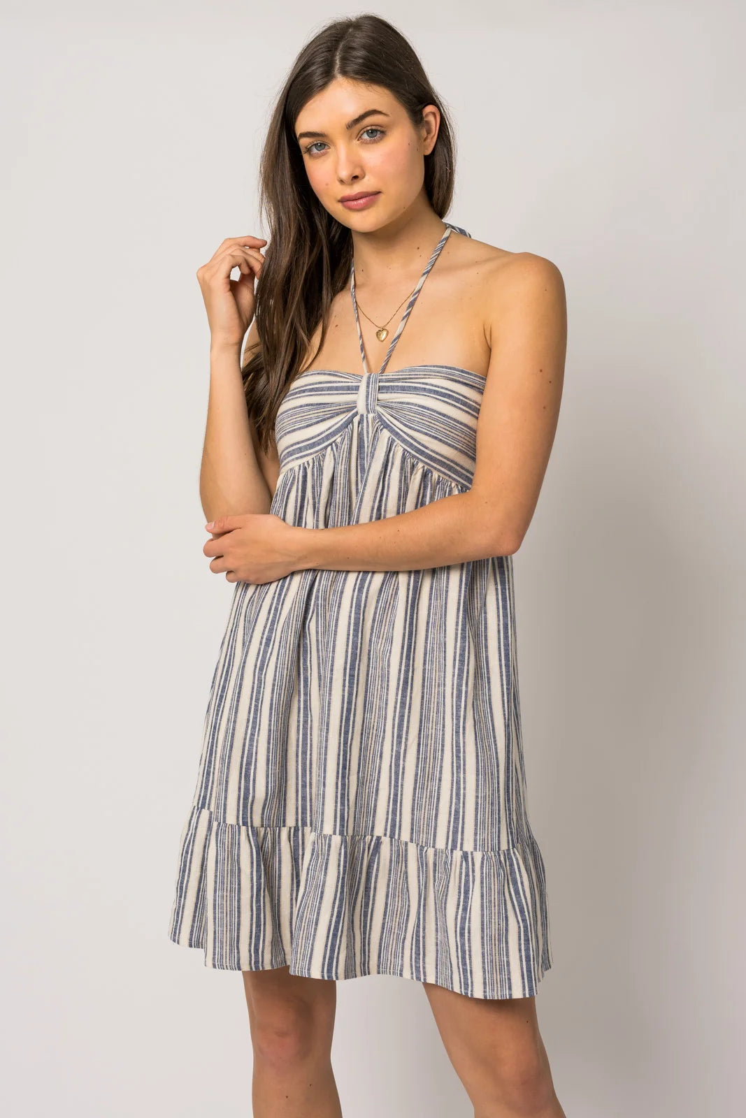 Best Clearance Sales Right Now Sleeveless Tube Top Halter Neck Stripe Dress