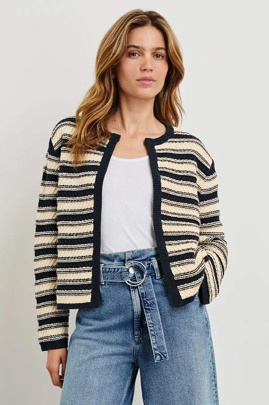 Stylish Women's Clothes for Work and Play NELLY CARDIGAN - NAVY OAT STRIPE