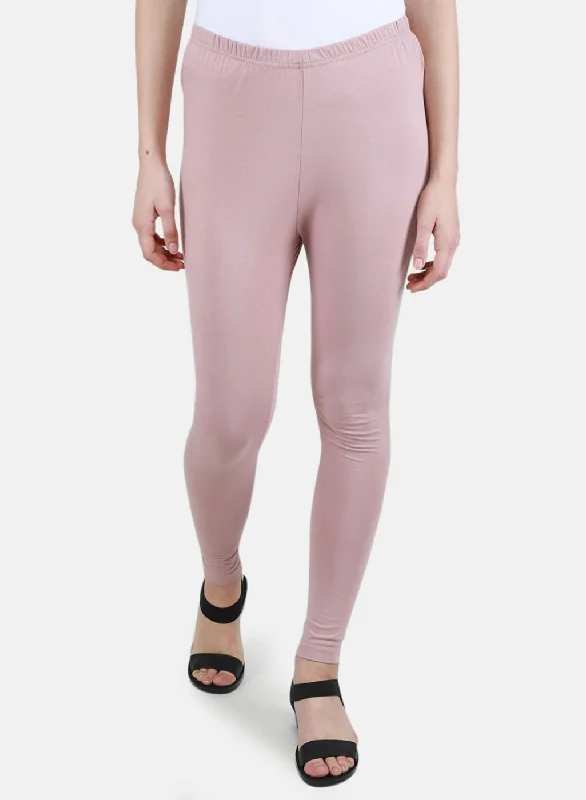 Bold and Elegant Women's Fashion Women Light Pink Solid Legging