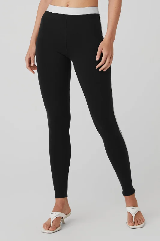 Affordable Women's Fashion Airbrush High-Waist Streamlined Legging - Black/White